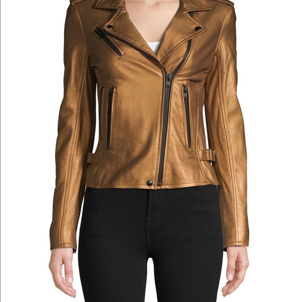 Brand New Iro New Han metallic leather jacket sz36
